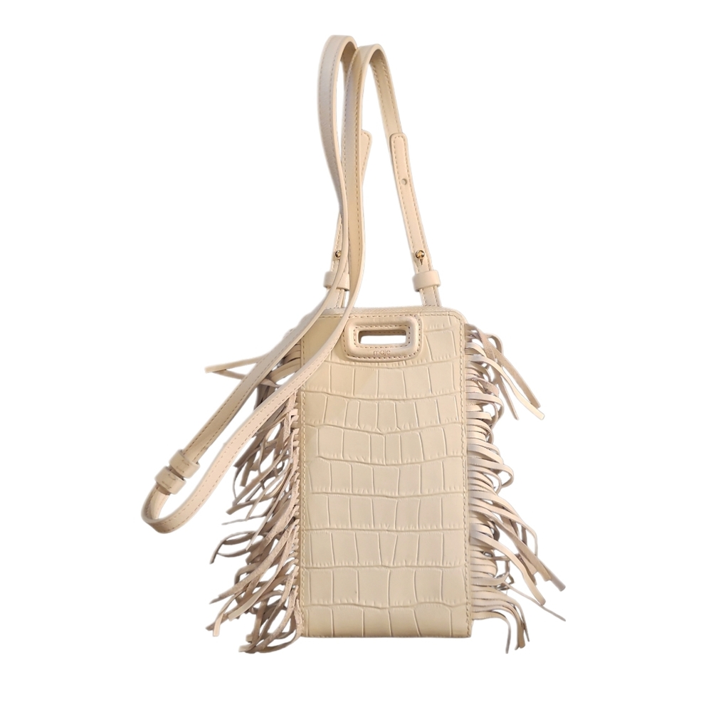 MAJE | Crocodile Embossed Leather Phone Case in White